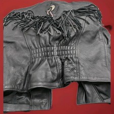 Hot Leathers Motorcycle Jacket Size 3XL, With Fringe, Braids, Beads, Medallions  picture