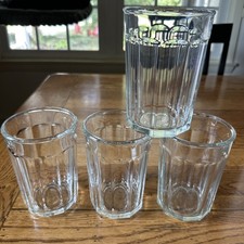 Vintage Luminarc 10 Panel Clear Working Glass Tumblers 21 oz 5.5” Tall Set of 4 picture