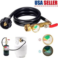 1LB To 20LB Propane Refill Adapter Extension Hose With Gauge On-Off Control 40'' picture