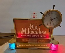 Vintage 1962 Old Milwaukee Nautical Lighted Clock Sign Works Cash Register Style picture