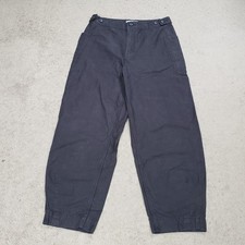 Everlane Utility Barrel Fatigue Pants 12 Org Cotton Linen Washed Black Stretch picture