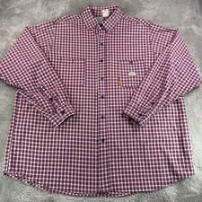 Rasco FR Mens 3XL Long Red Plaid Flame Resistant Work Shirt FR756 100% Cotton picture