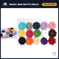 30pcs Handmade Crochet Flowers for Crafts - 2 Inch, 15 Colors, Embellishments picture