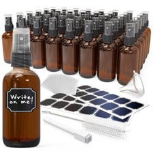 Nevlers 4 oz Amber Spray Bottles (Set of 48) | Includes Funnel, Brush and Marker picture