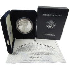 1999 P American Silver Eagle Proof $1 Coin Collectible OGP COA picture