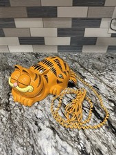 Vintage TYCO Garfield Corded Telephone Orange & Black Tested Working Eyes Open picture