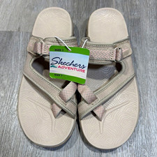 Skechers Adventure women’s Beige Thong Sandals Hook & Loop Logo Casual Size 7 picture