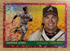 2025 Topps Chrome Platinum Annv. #374 Chipper Jones TOILE FUCHSIA SHIMMER 75/100 picture