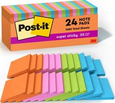 Post-it Super Sticky Notes, 3 x 3 in., Neon Fizz, 24 Pads picture