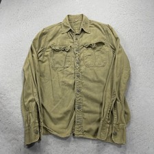 VINTAGE Abercrombie and Fitch Shirt Mens Small Brown Military Safari Distressed picture