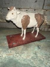 Antique German Paper Mache Cow Platform Toy On Wheels picture