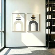 Boho Abstract Wall Art Set of 2 Framed 24