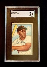 1952 Bowman #218 WILLIE MAYS Baseball Card SGC 2 GD  No creases picture