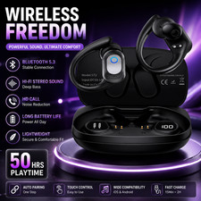 Bluetooth 5.3 Headset TWS Wireless Earphones Earbuds Stereo Black with Mic Gift picture