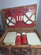 Vintage  Sirram Picnic Set In Wicker Basket picture