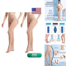 2PAIR Footless Medical Compression Pantyhose Beige Size M picture