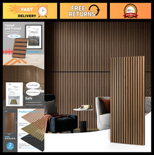 2-Pack Fluted Acoustic Wood Slat Wall Panels, 47.2