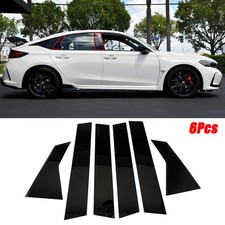 For 2022–2025 Honda Civic Hatchback Gloss Black PC Window B-Pillar Trim 6Pcs picture