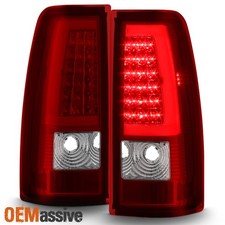 Fit 1999-2002 Chevy Silverado 1999-2006 GMC Sierra Red Clear LED Tube Tail Light picture