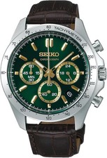 SEIKO Spirit SBTR017 Green Chronograph Quartz Leather band Men Watch New in Box picture