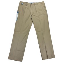 Haggar Mens Premium No Iron Straight Fit Stretch Dress Pants Khaki 36x30 picture