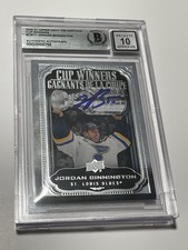 Jordan Binnington Signed Card Cup Winners Slabbed Beckett BAS IP Auto Blues a picture