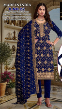 Indian Designer Purple Velvet Salwar Kameez Suit for Women with Dupatta picture