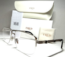 NEW FRED FG50039U 016 SEMI RIMLESS POLISHED SILVER AUTHENTIC EYEGLASSES 58-15 picture