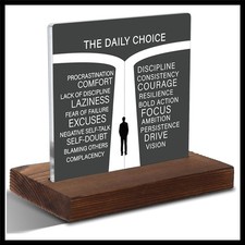 Motivational Desk Plaque - Discipline vs Excuses Inspirational Wall Art for O... picture