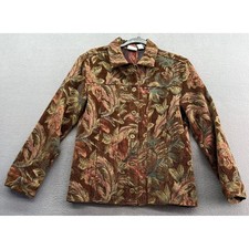 Chicos Tapestry Jacket Womens Sz S Floral Print Button Front Brown Multi Color picture