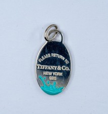Tiffany & Co. Return To Blue Enamel Splash Oval Tag Large Pendant Charm Silver picture