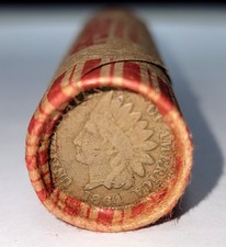 1864 Indian Head Cent On One End ~ Wheat Penny Lincoln Cent Roll ~ Estate Coins picture