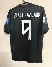 Norway National Team Braut Haaland #9 Men's Soccer Jersey Black Size S picture