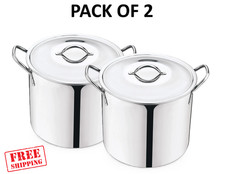 (2 Pack) Mainstays 8-Qt Stainless Steel Stock Pot with Metal Lid picture