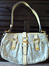 AUTHENTIC CELINE C Macadam Monogram Canvas Bag Light Blue COA picture