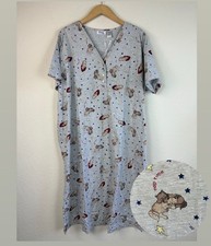 Vtg Dreams Co 2x Nightgown Maxi Cat Kitten Print Short Sleeve Cotton Cottagecore picture