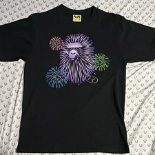 AUTHENTIC Bathing Ape BAPE Firework Ape Head Photo Tee Black size M picture