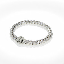 Pandora Timeless Authentic New Pavé Cuban Chain Silver Bracelet #593008C01 6.3in picture