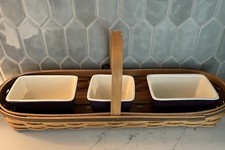Rare Vintage Longaberger Baguette Basket with 3 Purple modular ceramic crocks picture