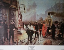 Stephen Selby Print - The Fire Brigade Turn Out In Kultorvet Copenhagen 1900 picture