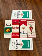 vintage antique Display tobacco cigarette sample packs empty bar cart collection picture