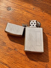 Vintage  50s-60s Zippo Silver Tone Engraved Flip Top Lighter Floral Art Deco picture
