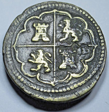 Antique 1600's 2 Reales Scale Counterweight Spanish Colonial Pirate Weight Coin picture