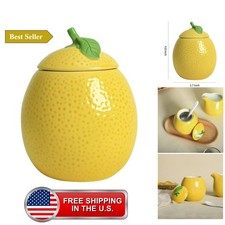 Ceramic Lemon Sugar Bowl with Lid, Sugar Jar for Kitchen Countertop, Coffee Bar picture
