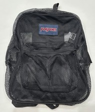 JanSport Mesh Pack Backpack Black See Through School Travel Gym Beach Backpack picture