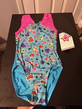 GK Stars New Gymnastics Leotard Blue Base with Playful Fox & Owl (CS Girls 5-6) picture