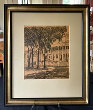 RUTH HAVILAND SUTTON PENCIL CHARCOAL DRAWING / MAIN ST. & PLEASANT ST. NANTUCKET picture