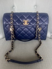 Chanel Large Navy Blue Quilted Lambskim Leather flap Shoulder Bag picture