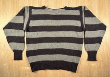 Vintage 60s Lund's University Striped Wool Sweater thick boxy boatneck medium picture