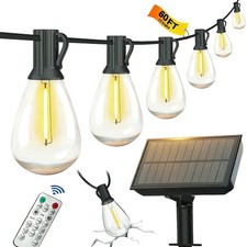 60FT Solar String Lights Outdoor Waterproof with Remote Control Solar Patio L... picture